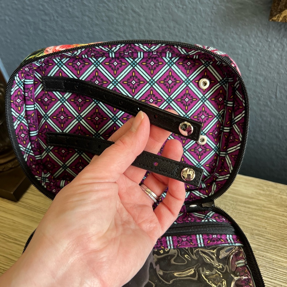 Vera Bradley Black Floral Double-Zip Travel Jewelry & Cosmetics Case - Picture 8 of 11
